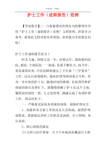 护士工作（述职报告）范例