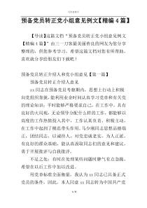 预备党员转正党小组意见例文【精编4篇】