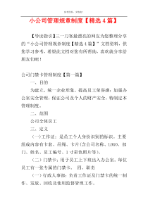 小公司管理规章制度【精选4篇】