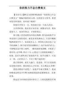你的努力不会白费美文