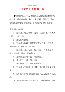 作文的评语精编5篇