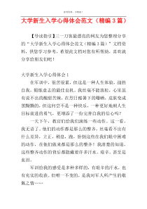大学新生入学心得体会范文（精编3篇）