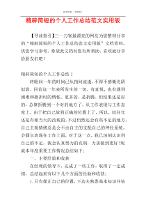 精辟简短的个人工作总结范文实用版