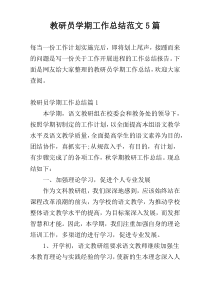 教研员学期工作总结范文5篇