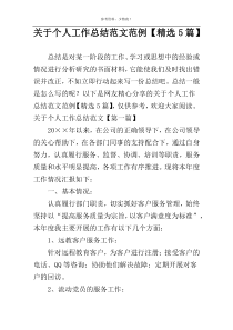 关于个人工作总结范文范例【精选5篇】