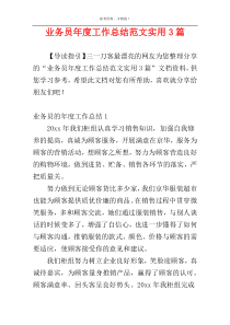 业务员年度工作总结范文实用3篇
