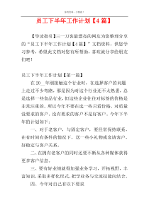 员工下半年工作计划【4篇】