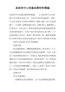 县疾控中心党建品牌材料精编