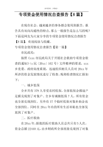 专项资金使用情况自查报告【8篇】