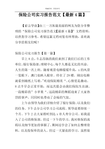 保险公司实习报告范文【最新4篇】