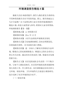 环境调查报告精选8篇