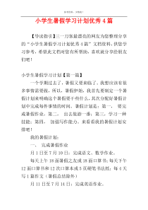 小学生暑假学习计划优秀4篇