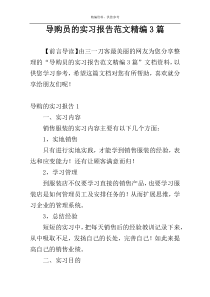 导购员的实习报告范文精编3篇