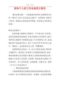 财务个人的工作总结范文报告