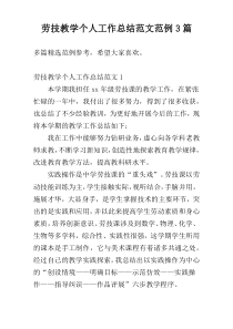 劳技教学个人工作总结范文范例3篇
