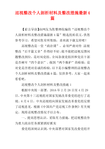 巡视整改个人剖析材料及整改措施最新4篇