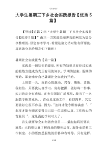 大学生暑期三下乡社会实践报告【优秀5篇】