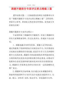 课题开题报告专家评议要点精编2篇