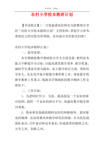 农村小学校本教研计划