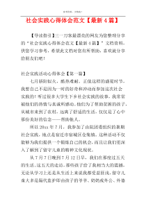 社会实践心得体会范文【最新4篇】