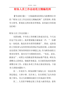 财务人员工作总结范文精编范例