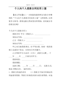 个人向个人借款合同实用2篇