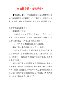 高校辅导员（述职报告）