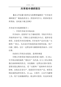 共享雨伞调研报告