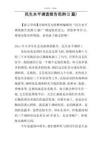民生水平调查报告范例(2篇)