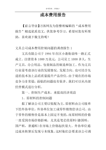 成本费用报告