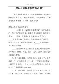 煤炭业实践报告范例(2篇)