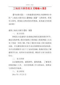 工地实习报告范文【精编4篇】
