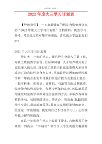 2022年度大三学习计划表