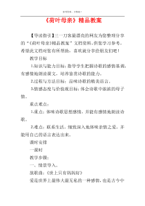 《荷叶母亲》精品教案