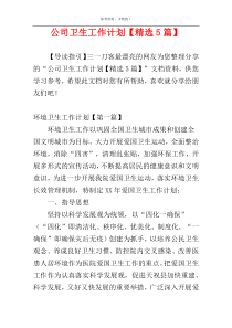 公司卫生工作计划【精选5篇】