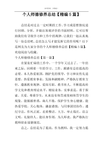 个人师德修养总结【精编5篇】