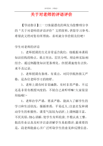 关于对老师的评语评价