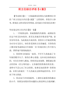 班主任综合评语【4篇】