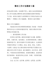 整治工作计划最新5篇
