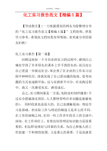 化工实习报告范文【精编5篇】