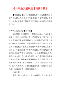 个人职业发展规划【精编5篇】