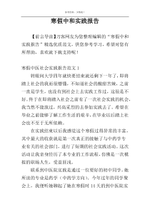 寒假中和实践报告