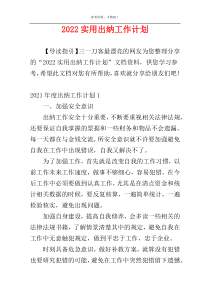 2022实用出纳工作计划