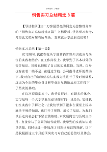 销售实习总结精选8篇
