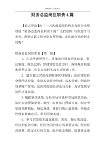 财务总监岗位职责4篇