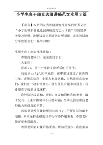 小学生班干部竞选演讲稿范文实用3篇