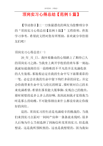 顶岗实习心得总结【范例5篇】