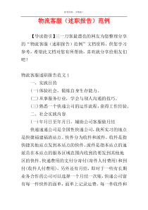 物流客服（述职报告）范例