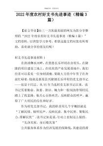 2022年度农村好支书先进事迹（精编3篇）