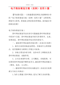 电子商务策划方案（实例）实用5篇